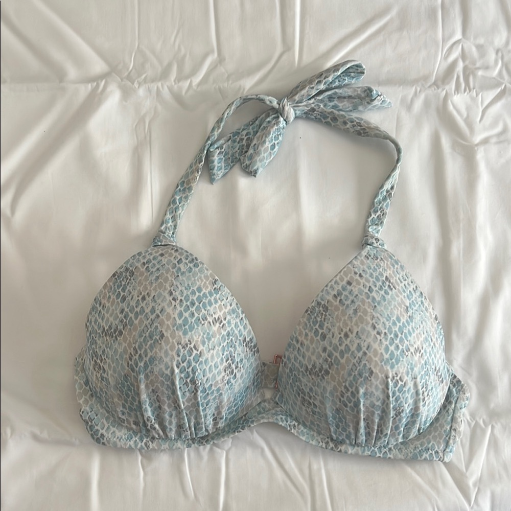 Shade & Shore Blue Patterned Bikini Top